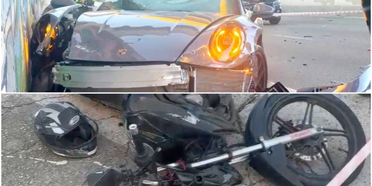 Motorista de Porsche bate em carros e motos na Zona Sul de SP; um motociclista ficou ferido